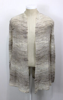 Eileen Fisher Cardigan Sweater Women's L Open Natural Blend Layers Nylon Mohair